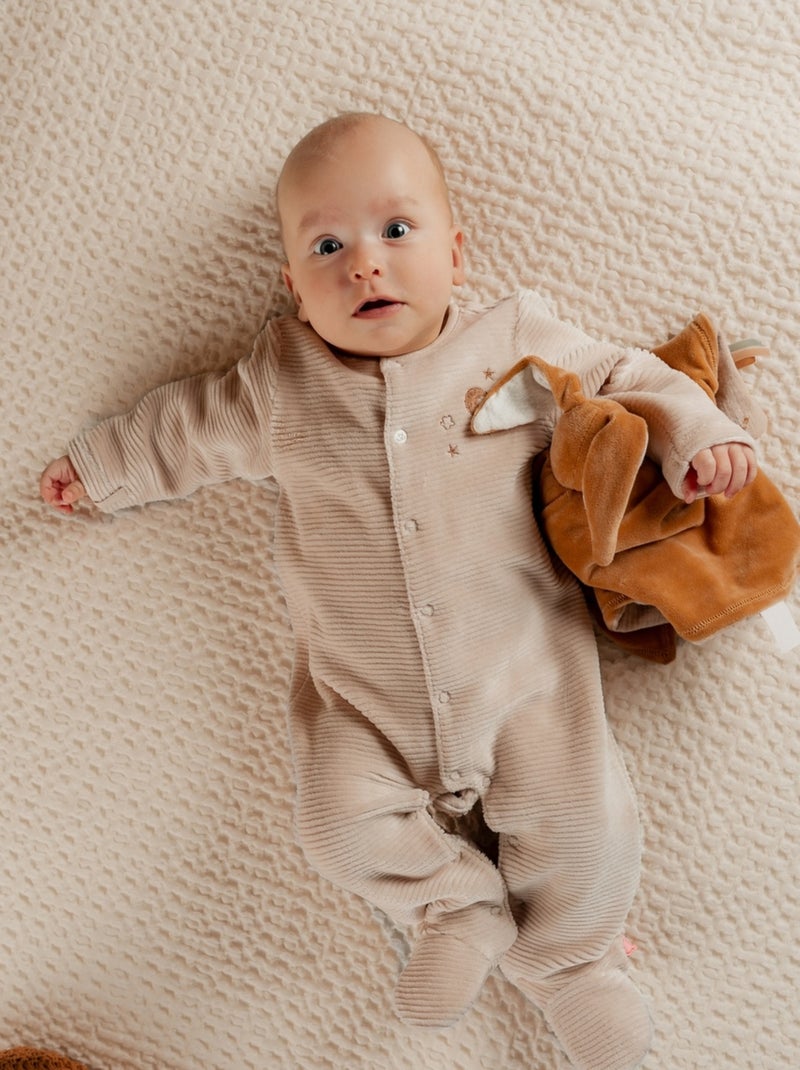 Lot de 2 Pyjamas bébé, Velours Noukie's Beige - Kiabi