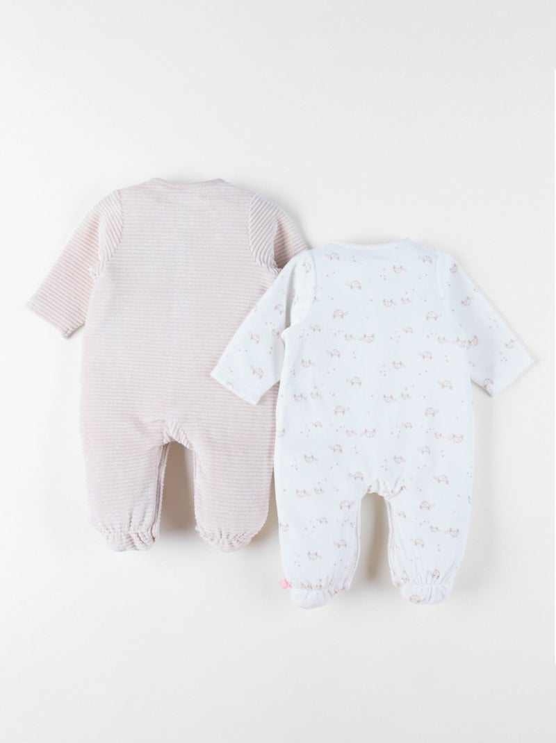 Lot de 2 Pyjamas bébé, Velours Noukie's Beige - Kiabi