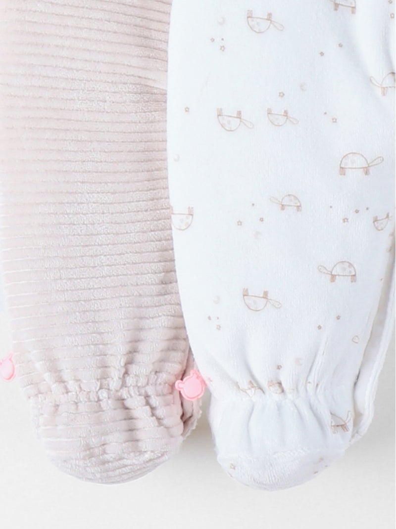 Lot de 2 Pyjamas bébé, Velours Noukie's Beige - Kiabi