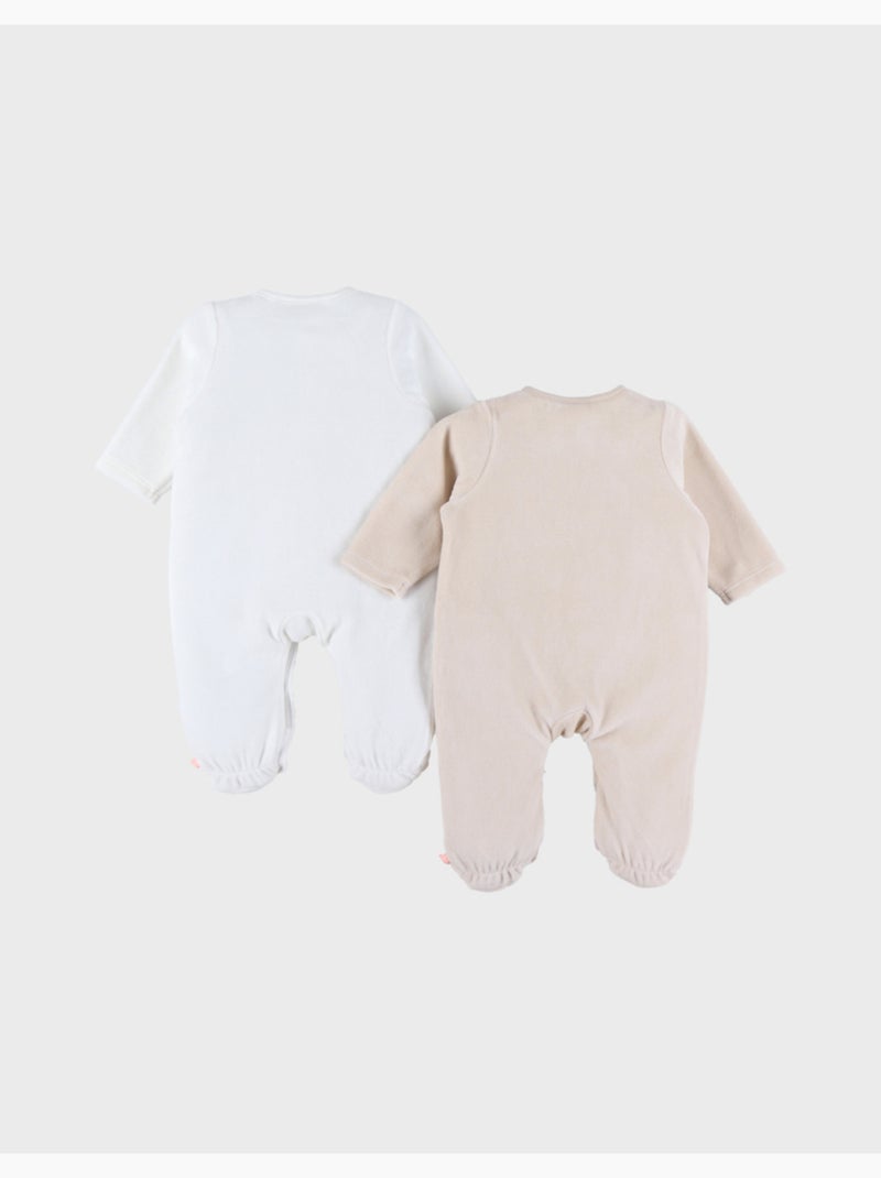 Lot de 2 pyjamas bébé, velours Noukie's Beige - Kiabi