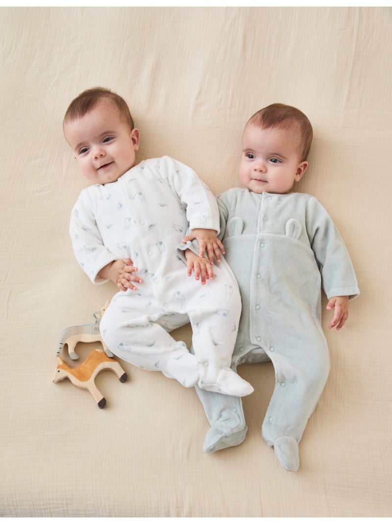 Lot de 2 Pyjamas bébé, Velours Noukie's Blanc - Kiabi