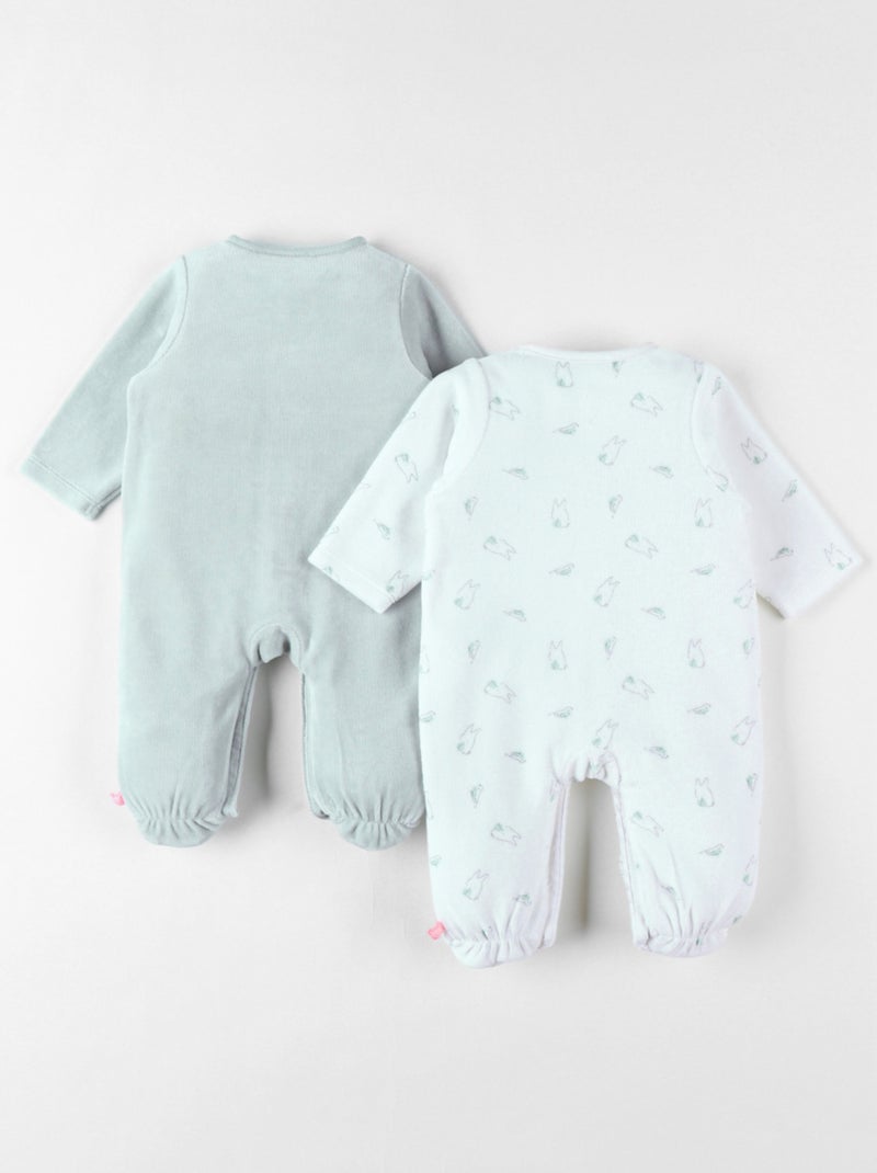 Lot de 2 Pyjamas bébé, Velours Noukie's Blanc - Kiabi