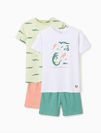 Lot de 2 pyjamas courts en coton avec imprimé alligator