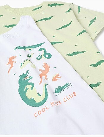 Lot de 2 pyjamas courts en coton avec imprimé alligator