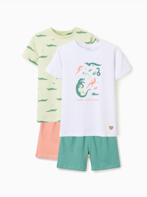 Lot de 2 pyjamas courts en coton avec imprimé alligator - Kiabi Lot de 2 pyjamas courts en coton avec imprimé alligator - Kiabi