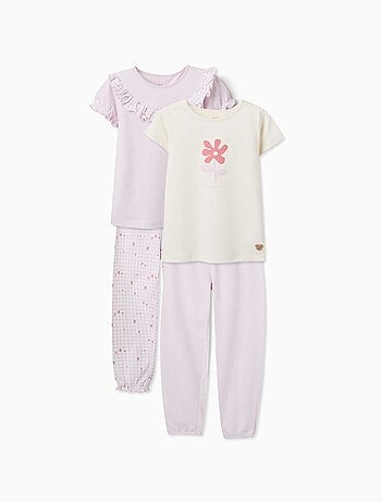 Lot de 2 pyjamas courts en coton avec imprimés floraux