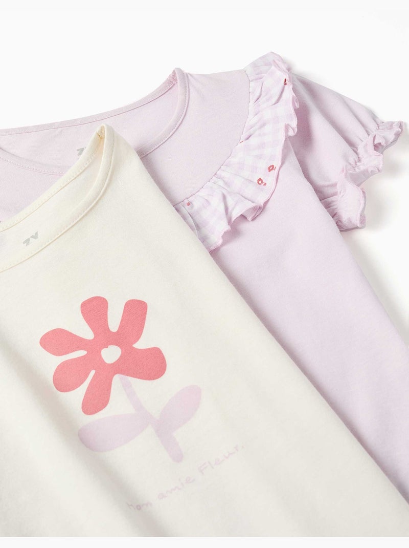 Lot de 2 pyjamas courts en coton avec imprimés floraux Mauve lilas - Kiabi