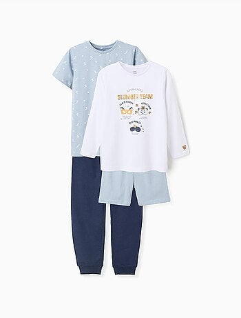 Lot de 2 pyjamas courts/longs en coton à imprimés