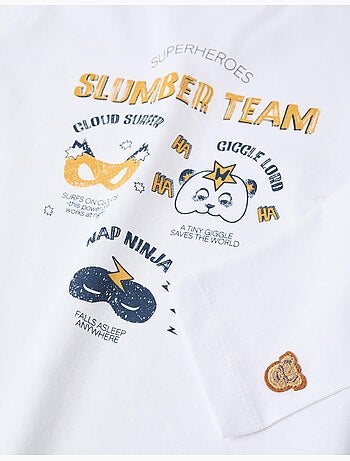 Lot de 2 pyjamas courts/longs en coton à imprimés