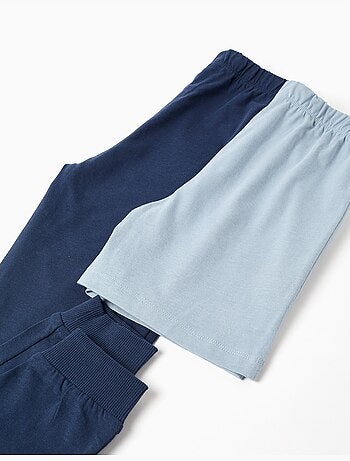 Lot de 2 pyjamas courts/longs en coton à imprimés