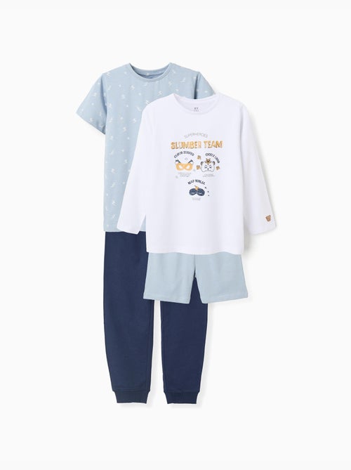Lot de 2 pyjamas courts/longs en coton à imprimés - Kiabi