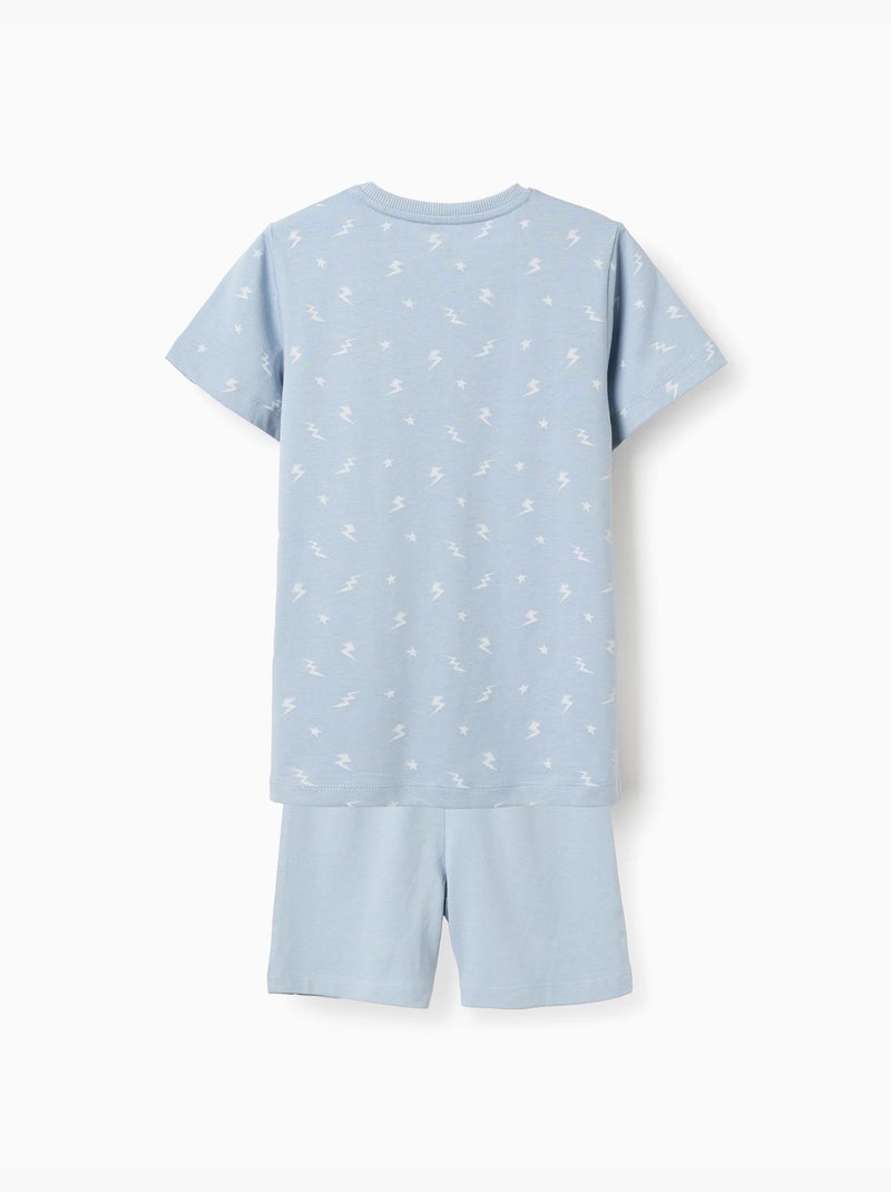 Lot de 2 pyjamas courts/longs en coton à imprimés Bleu Blanc - Kiabi