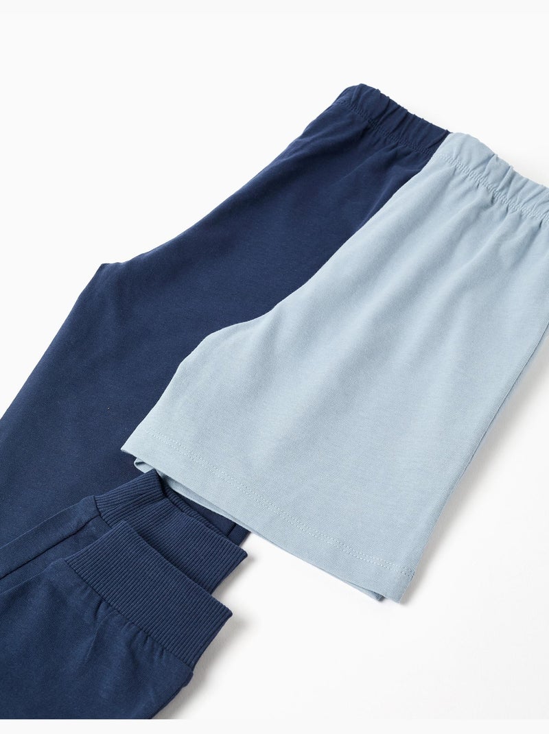 Lot de 2 pyjamas courts/longs en coton à imprimés Bleu Blanc - Kiabi