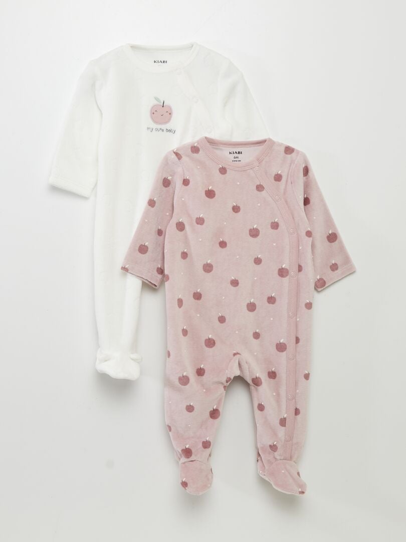 Lot de 2 pyjamas dors-bien en velours Mauve - Kiabi