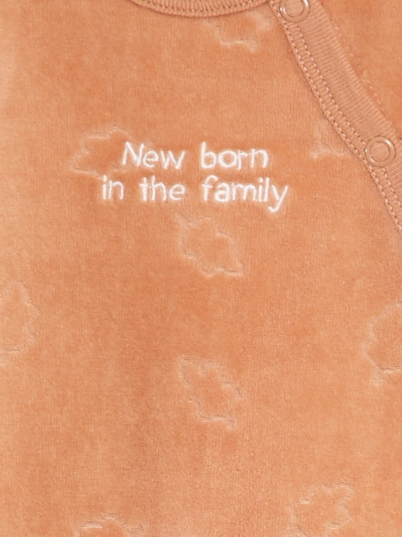 Lot de 2 pyjamas dors-bien en velours Orange/beige - Kiabi