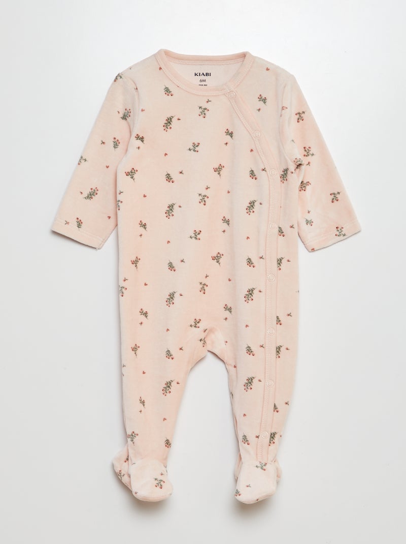 Lot de 2 pyjamas dors-bien en velours Rose/fleuri - Kiabi