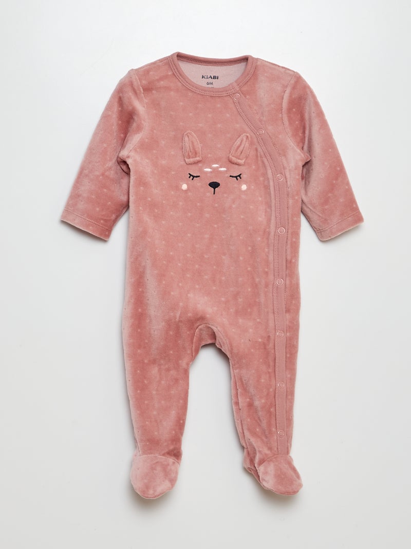 Lot de 2 pyjamas dors-bien en velours Rose/fleuri - Kiabi