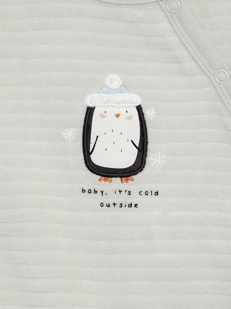 Lot de 2 pyjamas dors-bien en velours Vert/blanc - Kiabi