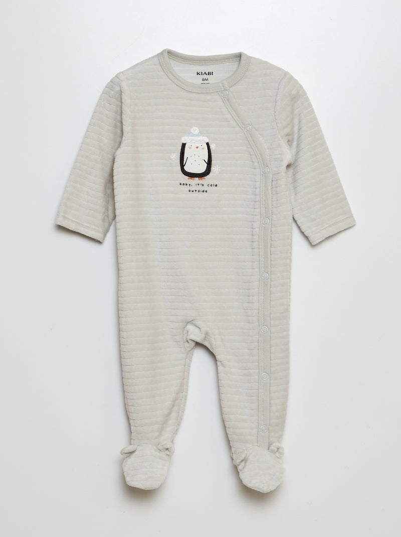 Lot de 2 pyjamas dors-bien en velours Vert/blanc - Kiabi