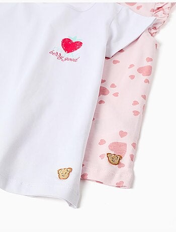 Lot de 2 pyjamas en coton avec imprimés cœur