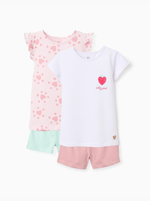 Lot de 2 pyjamas en coton avec imprimés cœur - Kiabi