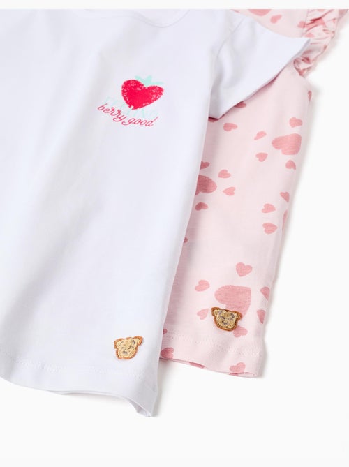 Lot de 2 pyjamas en coton avec imprimés cœur - Kiabi