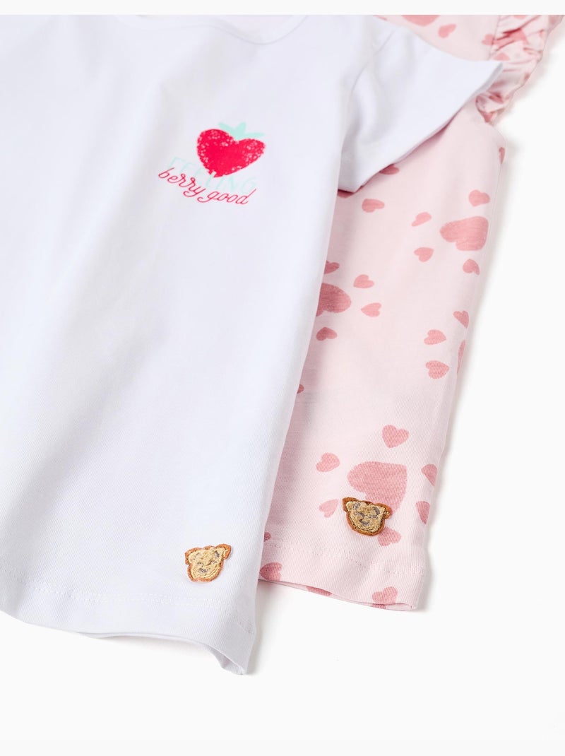Lot de 2 pyjamas en coton avec imprimés cœur Multicolore - Kiabi
