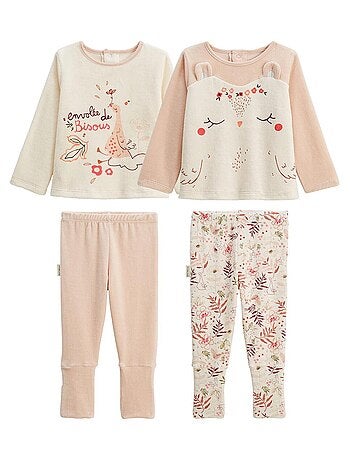 Lot de 2 pyjamas enfant 2 pi?ces en velours avec pieds retroussables Manouk