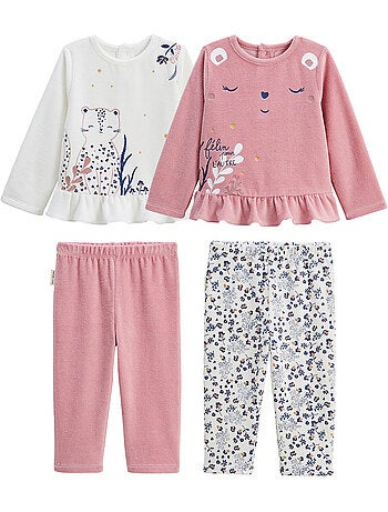 Lot de 2 pyjamas enfant 2 pi?ces en velours C?leste