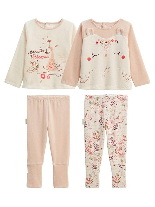 Lot de 2 pyjamas enfant 2 pièces en velours avec pieds retroussables Manouk - Kiabi