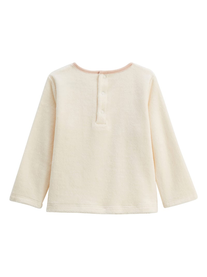 Lot de 2 pyjamas enfant 2 pièces en velours avec pieds retroussables Manouk Rose - Kiabi