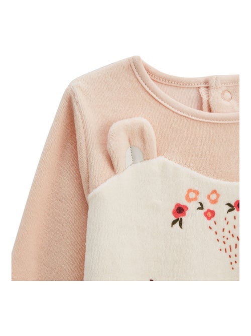 Lot de 2 pyjamas enfant 2 pièces en velours avec pieds retroussables Manouk - Kiabi