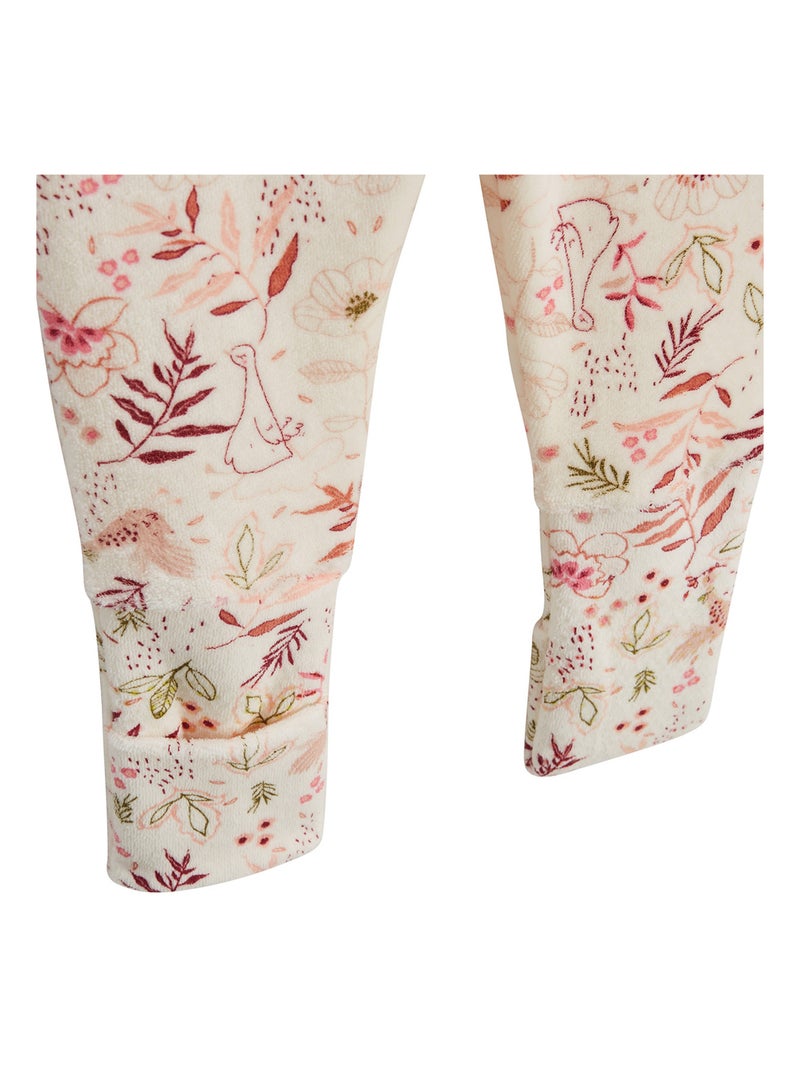 Lot de 2 pyjamas enfant 2 pièces en velours avec pieds retroussables Manouk Rose - Kiabi