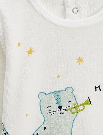 Lot de 2 pyjamas enfant 2 pièces en velours avec pieds retroussables Oscar