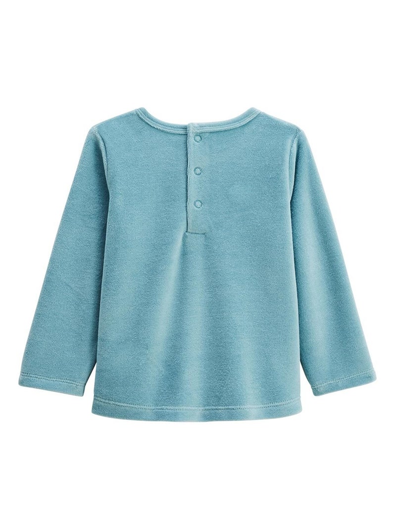 Lot de 2 pyjamas enfant 2 pièces en velours avec pieds retroussables Oscar Bleu - Kiabi