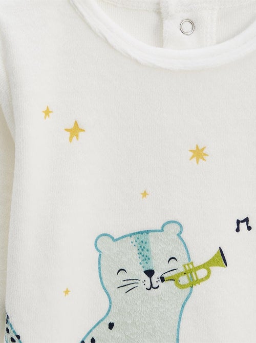 Lot de 2 pyjamas enfant 2 pièces en velours avec pieds retroussables Oscar - Kiabi