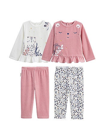 Lot de 2 pyjamas enfant 2 pièces en velours Céleste