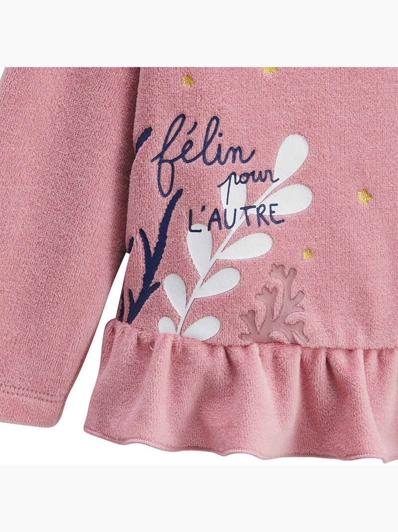 Lot de 2 pyjamas enfant 2 pièces en velours Céleste Rose - Kiabi