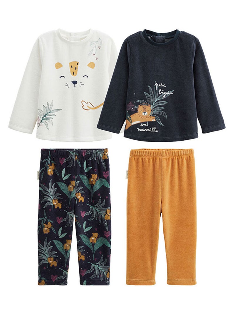 Lot de 2 pyjamas enfant 2 pièces en velours Charly Bleu - Kiabi