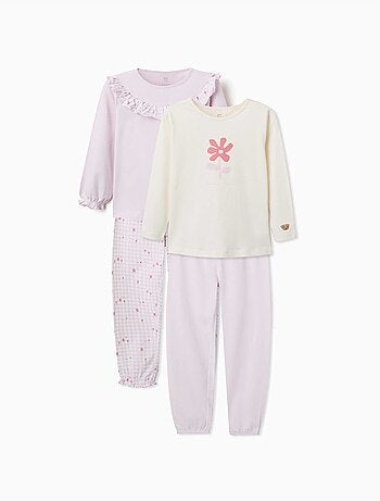 Lot de 2 pyjamas longs en coton avec imprimés floraux