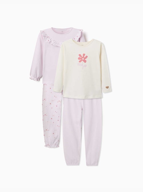 Lot de 2 pyjamas longs en coton avec imprimés floraux - Kiabi Lot de 2 pyjamas longs en coton avec imprimés floraux - Kiabi