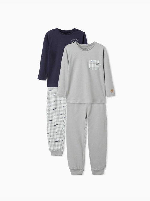 Lot de 2 pyjamas longs en coton avec imprimés voitures - Kiabi Lot de 2 pyjamas longs en coton avec imprimés voitures - Kiabi