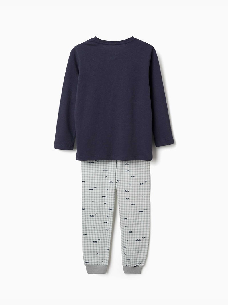Lot de 2 pyjamas longs en coton avec imprimés voitures Bleu Vert - Kiabi