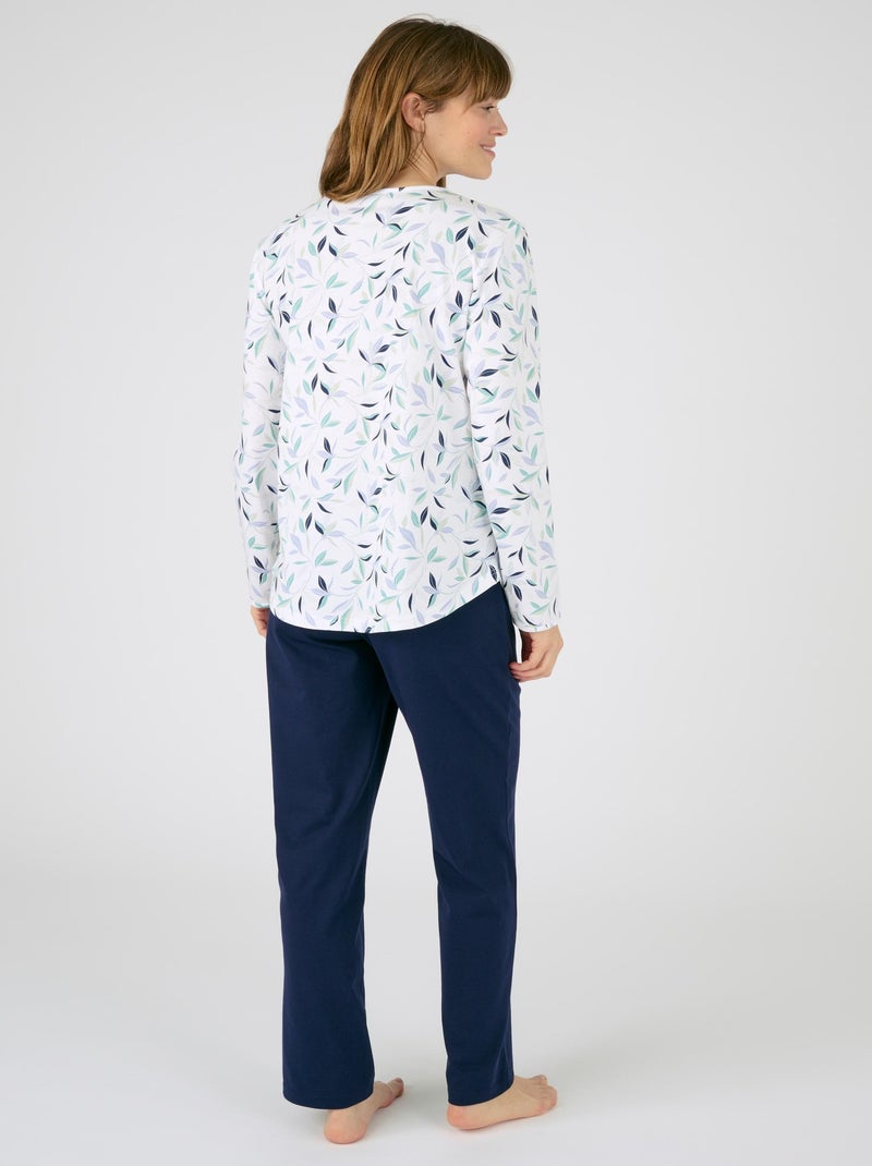 Lot de 2 pyjamas maille jersey pur coton peigné - Damart Bleu - Kiabi