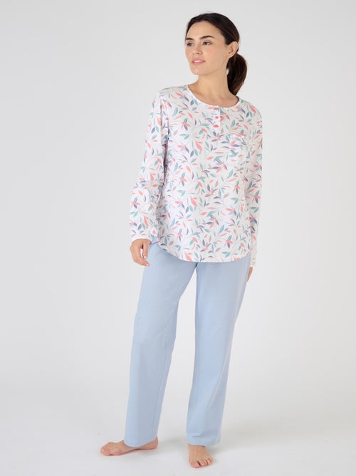 Lot de 2 pyjamas maille jersey pur coton peigné - Damart - Kiabi
