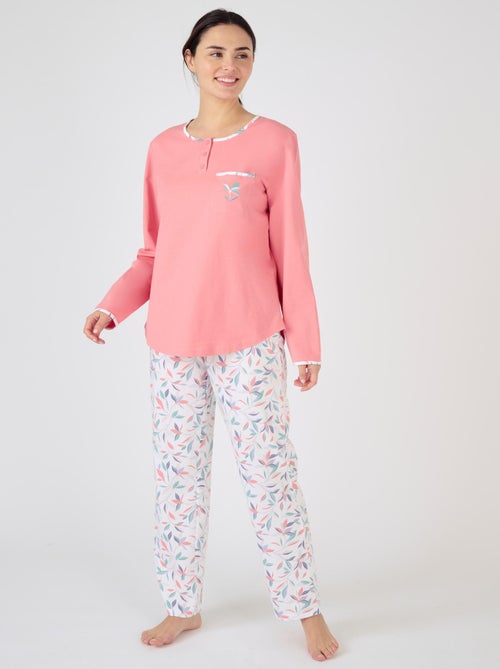 Lot de 2 pyjamas maille jersey pur coton peigné - Damart - Kiabi