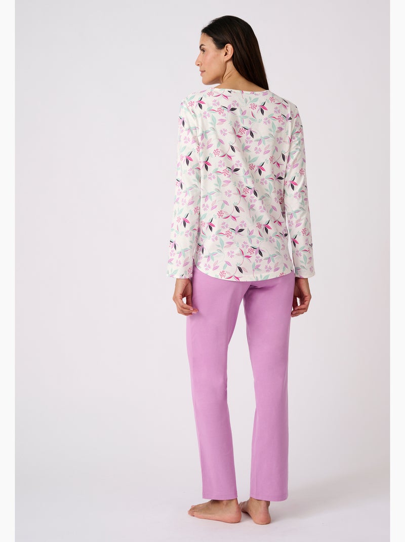 Lot de 2 pyjamas maille jersey pur coton peigné - Damart Vert pastel - Kiabi