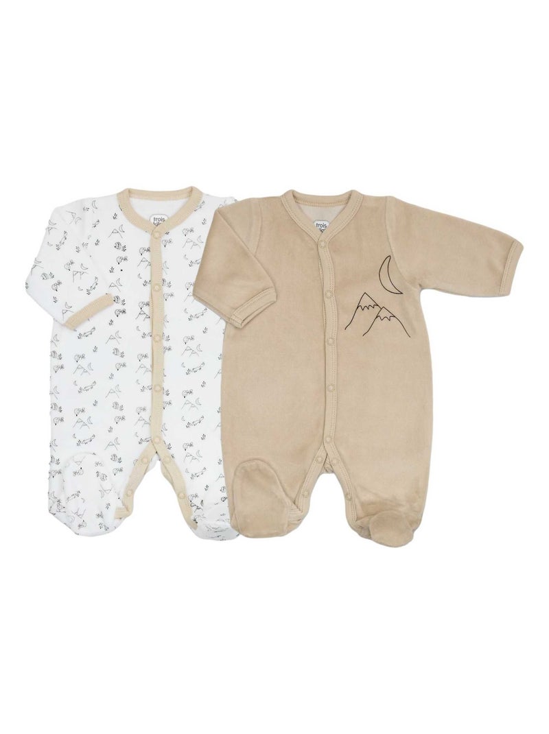 Lot de 2 pyjamas Marron clair - Kiabi