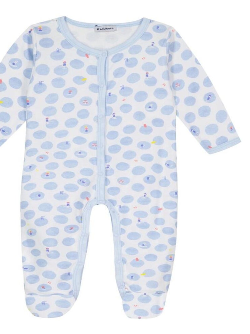 Jersey Coton Lot De 2 Pyjamas Bébé 2 Pièces Vertbaudet - Taille 3M (60cm) - Jersey 100% Coton - Pieds Antidérapants - Bleu Lot Pyjamas Nourrisson Coton