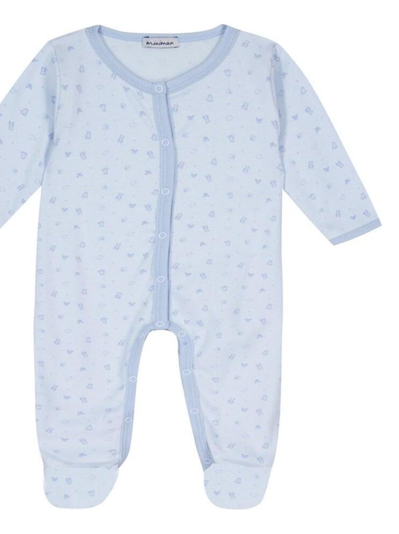 Lot de 2 pyjamas Oeko-Tex une pièce 'Miniman' Bleu gris - Kiabi